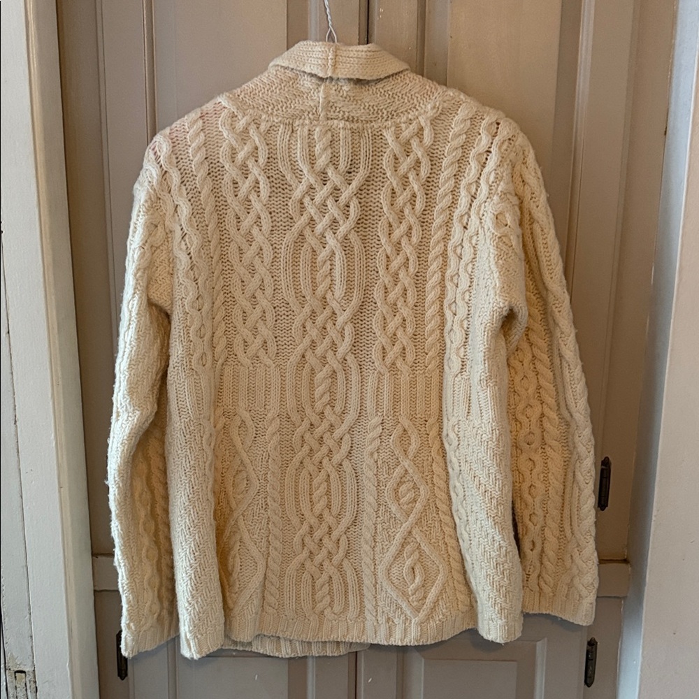 Vintage Merino Wool Cream Cable Knit Sweater - Picture 3 of 5